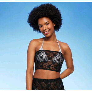 1 Piece Women's Sheer Lace Tube Cover Up Top Black XS (0-2)